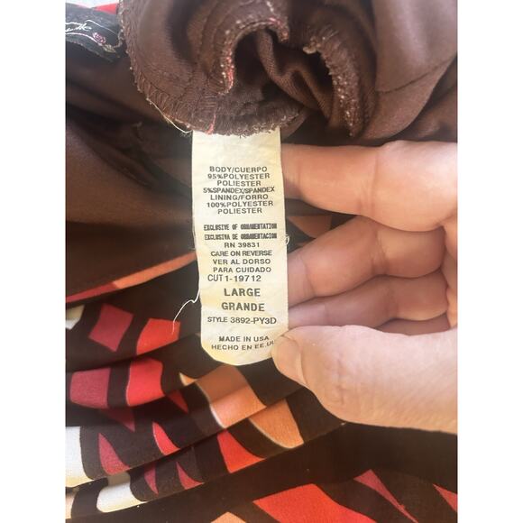 Vtg. Y2K My Michelle Groovy Halter Fit and Flare Dress Juniors Size Large Brown - Picture 5 of 9